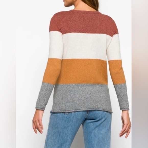 *NWT* Pinque Color Block Crewneck Brushed Knit Sweater Rust Stone Combo Size XL - Picture 2 of 8